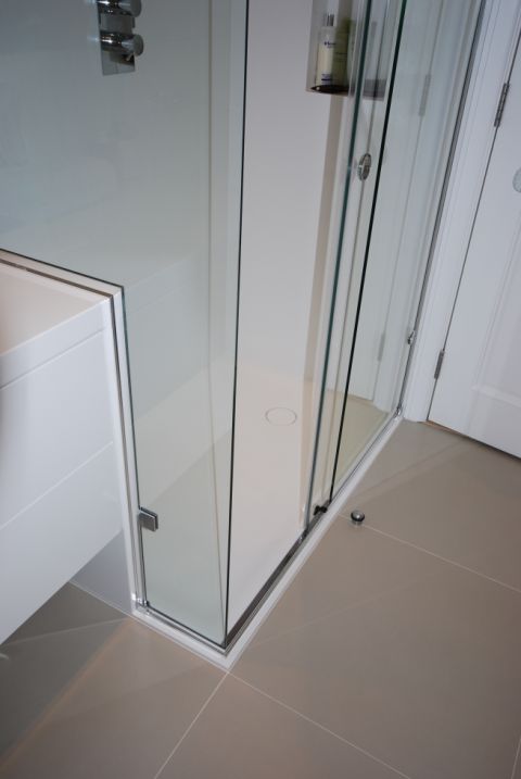 Shower Wall Panel Junction with Vanity Top