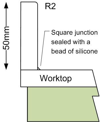 Corian/HI-MACS 50mm square upstand