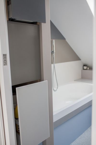 Built In Corian Bathroom Storage