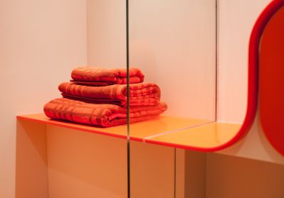 Shower Seat flowing into Vanity Top 