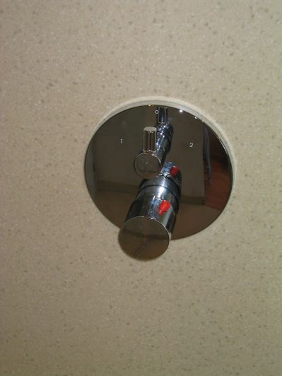 shower control on bespoke wall panel