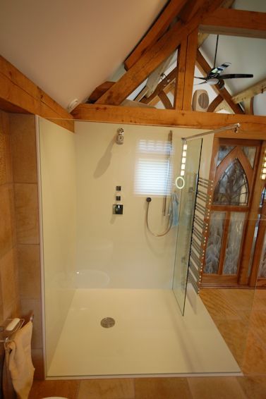 White Corian Wetroom Floor and Wall Panels