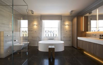 Quadro custom sink in thick vanity top