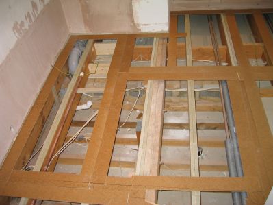 plywood template of wet room floor