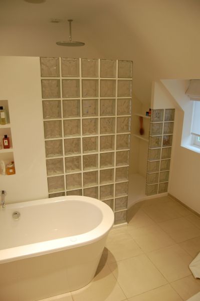 Shower Area behind Glass Blocks