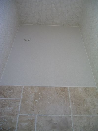 Wet Room Floor Junction with Stone Tiles