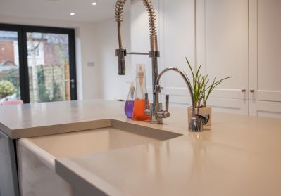 Belfast Sink Cut Out in Corian Worktop