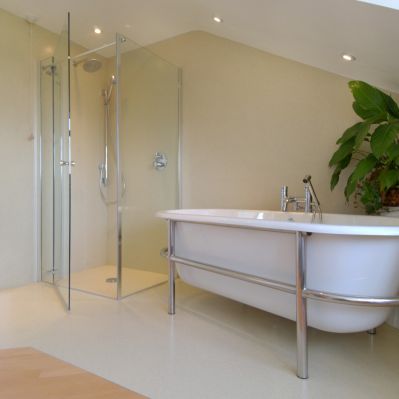 beautiful bespoke wet room area in large bathroom