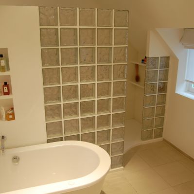 Shower Area behind Glass Blocks