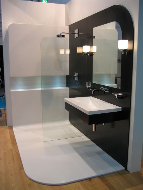 Shower with Backlit Recess Area in Wall 