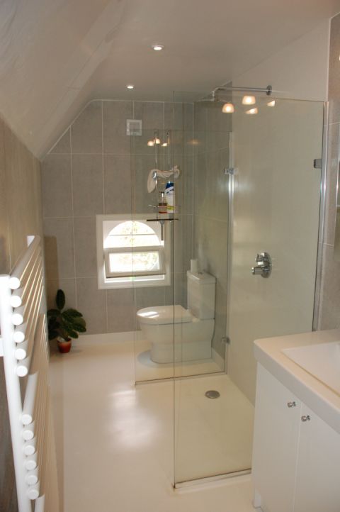 Custom Made Wet Room Floor with Integral Wall Panel