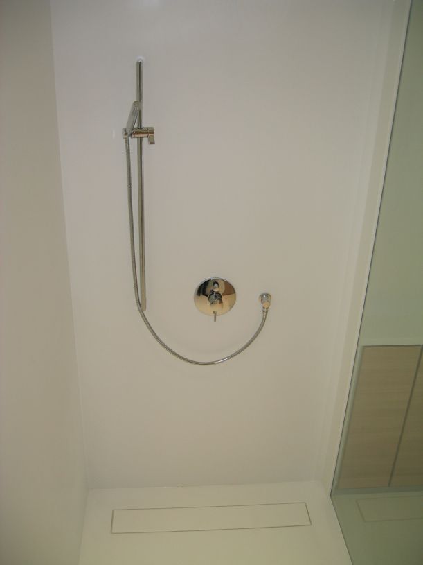 Elegant HI-MACS Alpine White Shower Wall Panel