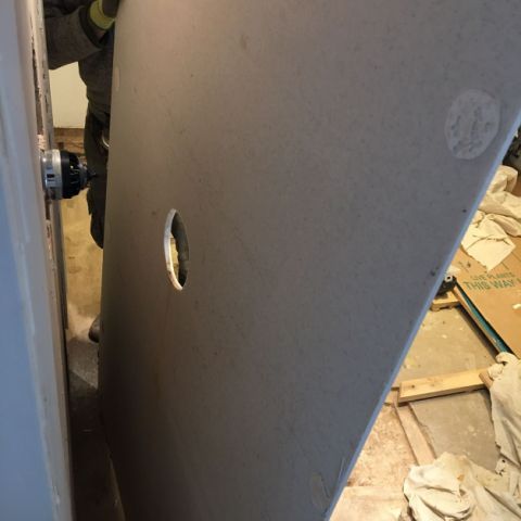 Corian Everest wall panel popped and dropped