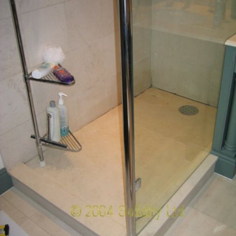 leaking limestone shower tray